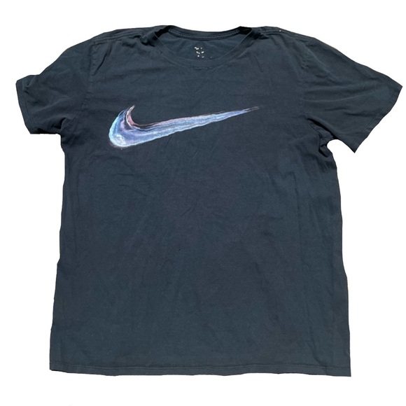 Nike men’s large athletic dri fit black t shirt Nike swoosh men’s activewear - Picture 4 of 4